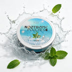 Kryze Fresh Mint caffeine pouch can with mint leaves and water splash