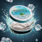 Open Kryze Fresh Mint caffeine pouch can showing white pouches with ice