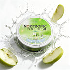 Kryze Green Apple Mint caffeine pouch can with apple slices and water splash