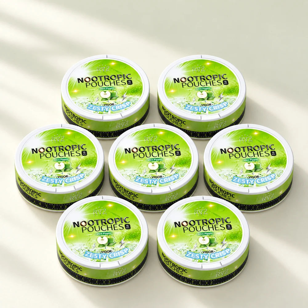 7 cans. 105 pouches. — Kryze 50mg Caffeine Pouches – Green Apple Mint